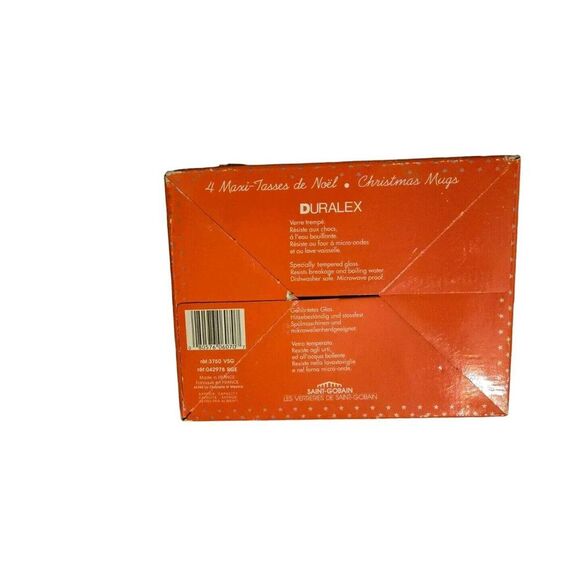 Duralex Vintage Saint-Gobain Set Of 4 Christmas Mugs Maxi-Tasses De Noel France - Picture 4 of 7